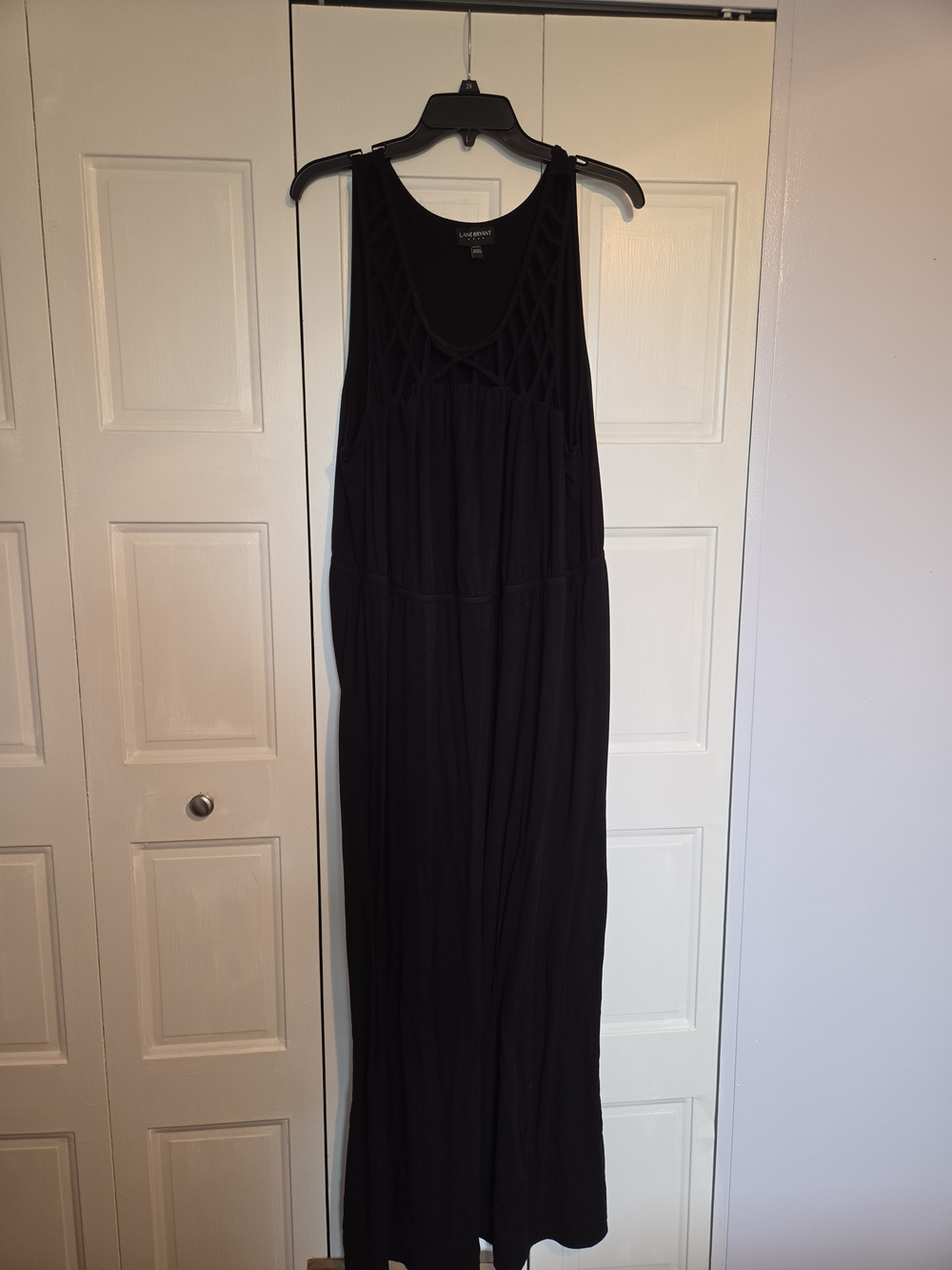 Lane Bryant Black Sleeveless Maxi Dress with Lattice Yoke